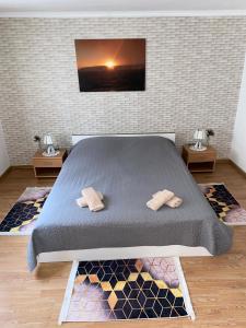 um quarto com uma cama com duas almofadas em Cookies Old House Visoko em Visoko