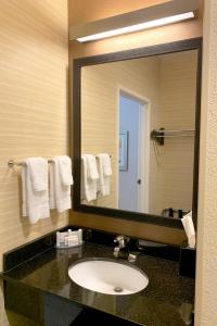 a bathroom with a sink and a large mirror at Fairfield Inn & Suites by Marriott Denver Tech Center/ South in Highlands Ranch