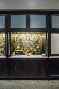 a kitchen with a counter with pots and pans at Fairfield Inn & Suites by Marriott Philadelphia Downtown/Center City in Philadelphia