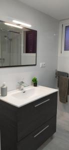 La salle de bains est pourvue d'un lavabo et d'un miroir. dans l'établissement LA OCA BENIDORM INFINITY, à Benidorm