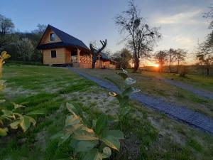 una casa en un campo al lado de un camino de tierra en Bez Pośpiechu, 
