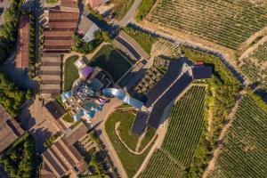 una vista aérea de un edificio en un campo en Hotel Marqués de Riscal, a Luxury Collection Hotel, Elciego, en Elciego