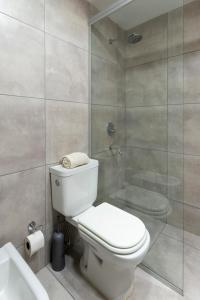 La salle de bains est pourvue d'une douche et de toilettes. dans l'établissement Departamento céntrico II con estacionamiento gratis, à San Salvador de Jujuy