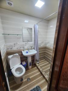 a bathroom with a toilet and a sink at Yusuf Gold House in Samarkand