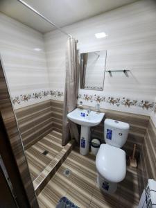 uma casa de banho com um WC e um lavatório em Yusuf Gold House em Samarkand