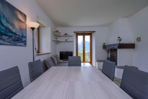 une salle de conférence avec une grande table et des chaises dans l'établissement Palm Cottage, à Locarno