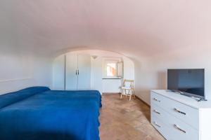 a bedroom with a bed and a flat screen tv at La TERRAZZA sul GIARDINO in Procida