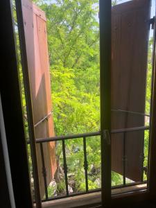 an open window with a view of a forest at L' îlot des îles in Cuxac-dʼAude