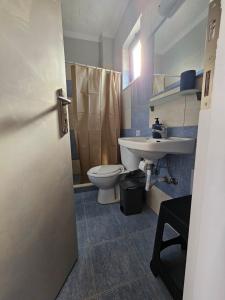 uma casa de banho com um WC e um lavatório em Mina Studios em Kardamaina