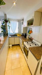 a kitchen with white cabinets and a stove top oven at Cornejo Temporarios in Salta +12 photos
