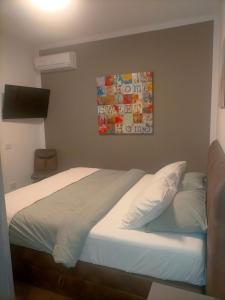 1 cama en un dormitorio con una pintura en la pared en Apartment Princess I en Peschiera del Garda