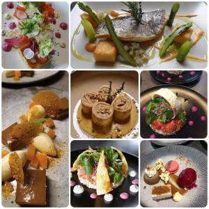 uma colagem de imagens de diferentes tipos de alimentos em Les Rêves de Baie de Somme Chambres d'hôtes , Table d'hôtes et Spa em Béhen