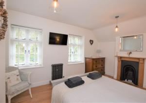 - une chambre avec un lit et une cheminée dans l'établissement Number 17, à Lynmouth