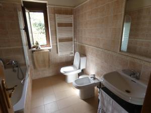 een badkamer met een toilet en een wastafel bij Alojamiento Turístico Prellezo in Prellezo