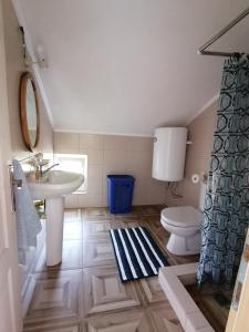 La salle de bains est pourvue d'un lavabo et de toilettes. dans l'établissement Villa Lila, à Dolno Dupeni