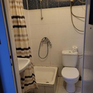 uma pequena casa de banho com WC e lavatório em Noclegi em Starogard Gdański
