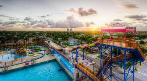 an aerial view of a water park at sunset at *NEW*Sunshine Gorgeous- 3BD/2BA -Private Backyard! in Port Orange