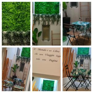un collage di foto con tavolo, sedie e piante di Bed Nonnonino a Porto Cesareo