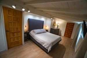エンセナダにあるCASA MARIA - BEACHFRONT COTTAGE ON THE SANDのベッドルーム1室(ベッド1台付)