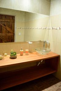 波特雷羅德加雷的住宿－Potrero de Garay，一间带水槽和大镜子的浴室