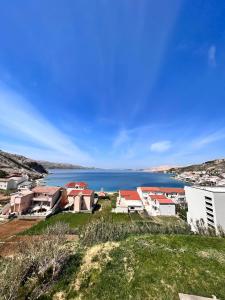 a group of houses next to a body of water at Apartments with parking space Metajna, Pag - 208 in Metajna +12 photos