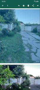 two pictures of a yard with a driveway at Tulymary in Ciudad Lujan de Cuyo