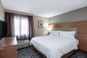 Habitación de hotel con cama grande y TV en Candlewood Suites Chesapeake-Suffolk, an IHG Hotel, en Chesapeake