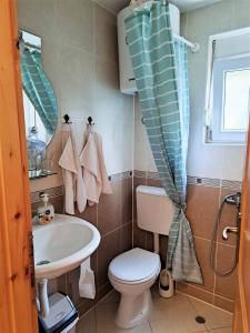 a bathroom with a toilet and a sink at Montenegro Smile in Dobra Voda +43 photos
