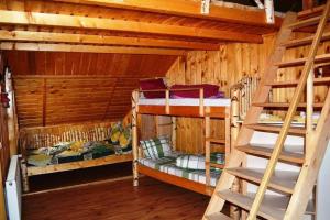Cabană de munte la Voineasa, Vălcea في فوينياسا: غرفة بسريرين بطابقين في كابينة