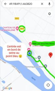 een screenshot van een Google-kaart met verwijzingen naar locaties bij Les Bouches Manon in Pressagny l'Orgueilleux
