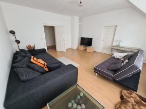 ein Wohnzimmer mit 2 Sofas und einem TV in der Unterkunft Villa in Adelsheim in Adelsheim