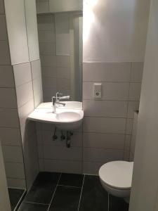 ミュンヘンにあるAltbautraum am Gärtnerplatzのバスルーム(洗面台、トイレ付)
