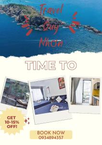 eine Collage mit Fotos eines Zimmers mit Meerblick in der Unterkunft NHÀ TUI Share Quy Nhơn Serviced Apartment in Quy Nhon
