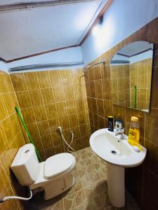 a bathroom with a toilet and a sink at Mangala Lodge in Kurunegala
