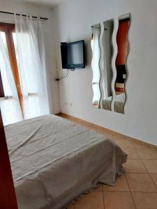 una camera con letto e TV a parete di Sweet Home a Santa Teresa di Gallura