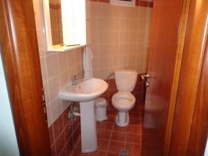La petite salle de bains est pourvue de toilettes et d'un lavabo. dans l'établissement Country House with fireplace, 
