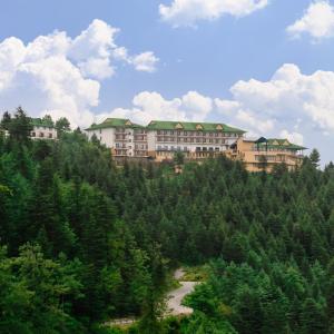 a resort on top of a hill with trees at Taj Theog Resort & Spa Shimla in Shimla