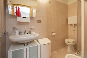 bagno con lavandino e servizi igienici di Il Melo a Trasquera