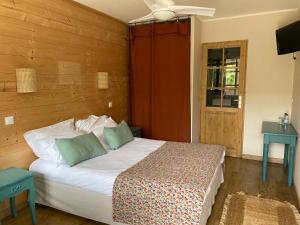 1 dormitorio con 1 cama y TV en l'Océane, en Lège-Cap-Ferret