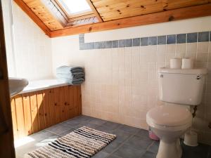 a bathroom with a toilet and a sink at 4 bedroomed holiday home close to the beach in Waterville
