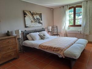 Katil atau katil-katil dalam bilik di Rez de jardin villa Presqu'ile de Giens