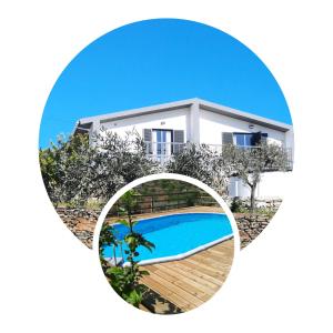 una imagen espejo de una casa y una piscina en Casa do Olival - Andar Moradia T2, en São João da Pesqueira