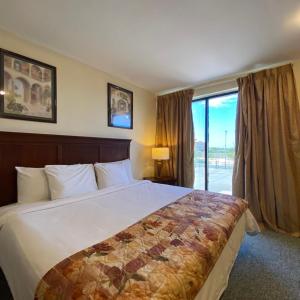 a hotel room with a large bed and a window at Hotel Las Palmas Inn in Punto Fijo