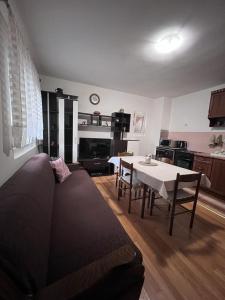 - un salon avec un canapé et une table dans l'établissement Apartman Mia, à Kamenari
