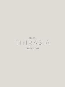 un logotipo para un hotel en medio de un edificio en Hotel Thirasia, en Fira