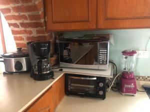 un comptoir de cuisine avec un four micro-ondes et un mixeur dans l'établissement Casa de campo, 