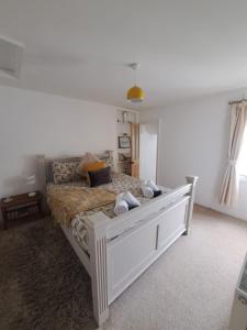 a bedroom with a large bed in a room at Telagraph cottage in Penzance