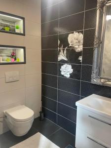 łazienka z toaletą i umywalką w obiekcie Villa Nature w Sarajewie
