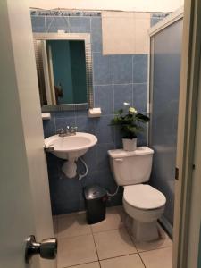 La salle de bains est pourvue de toilettes et d'un lavabo. dans l'établissement Apartamentos Playa Sur 184, à Mazatlán