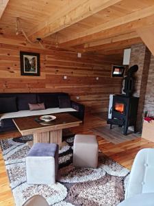 a living room with a couch and a stove at Holiday home Mountain in Žabljak